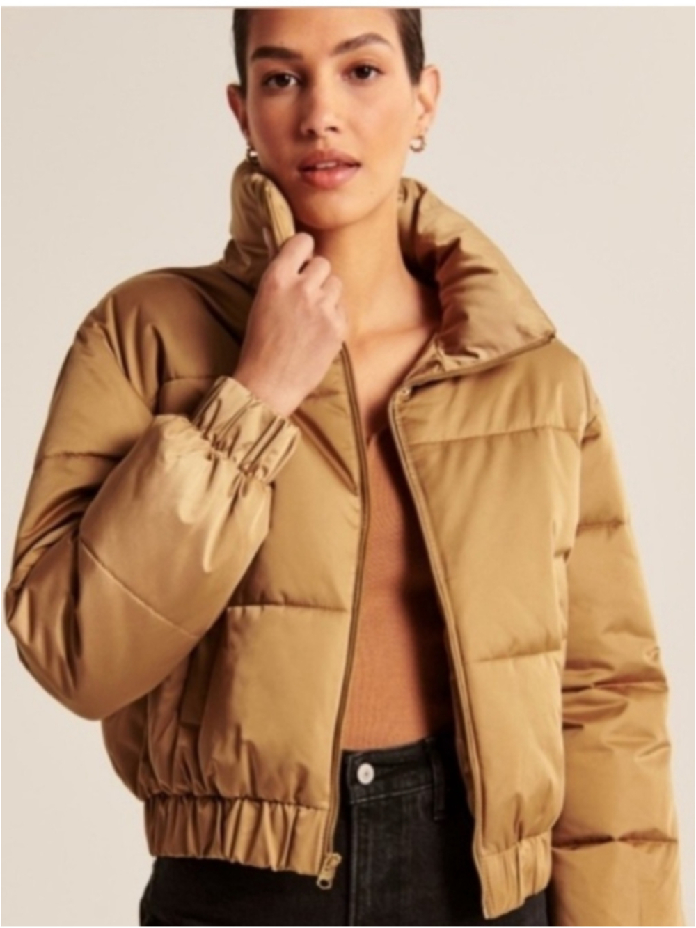 Abercrombie & Fitch Ultra Collection Mini Puffer Jacket Satin Brown Size XXL